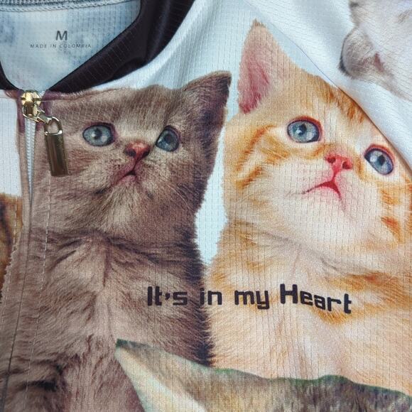 It's in My Heart Cat Cycling Shirt Size Medium Athletic Outdoor Fitness - Picture 5 of 11
